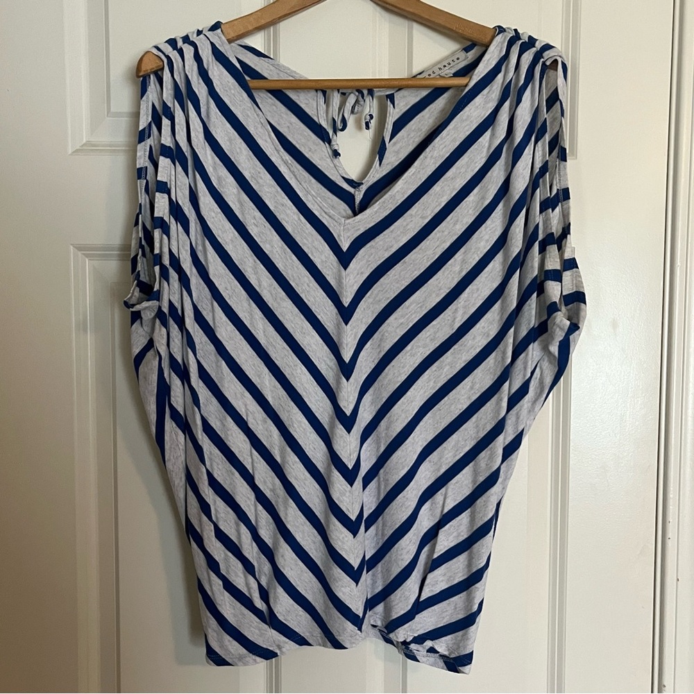 Blue and White Striped Women's Top